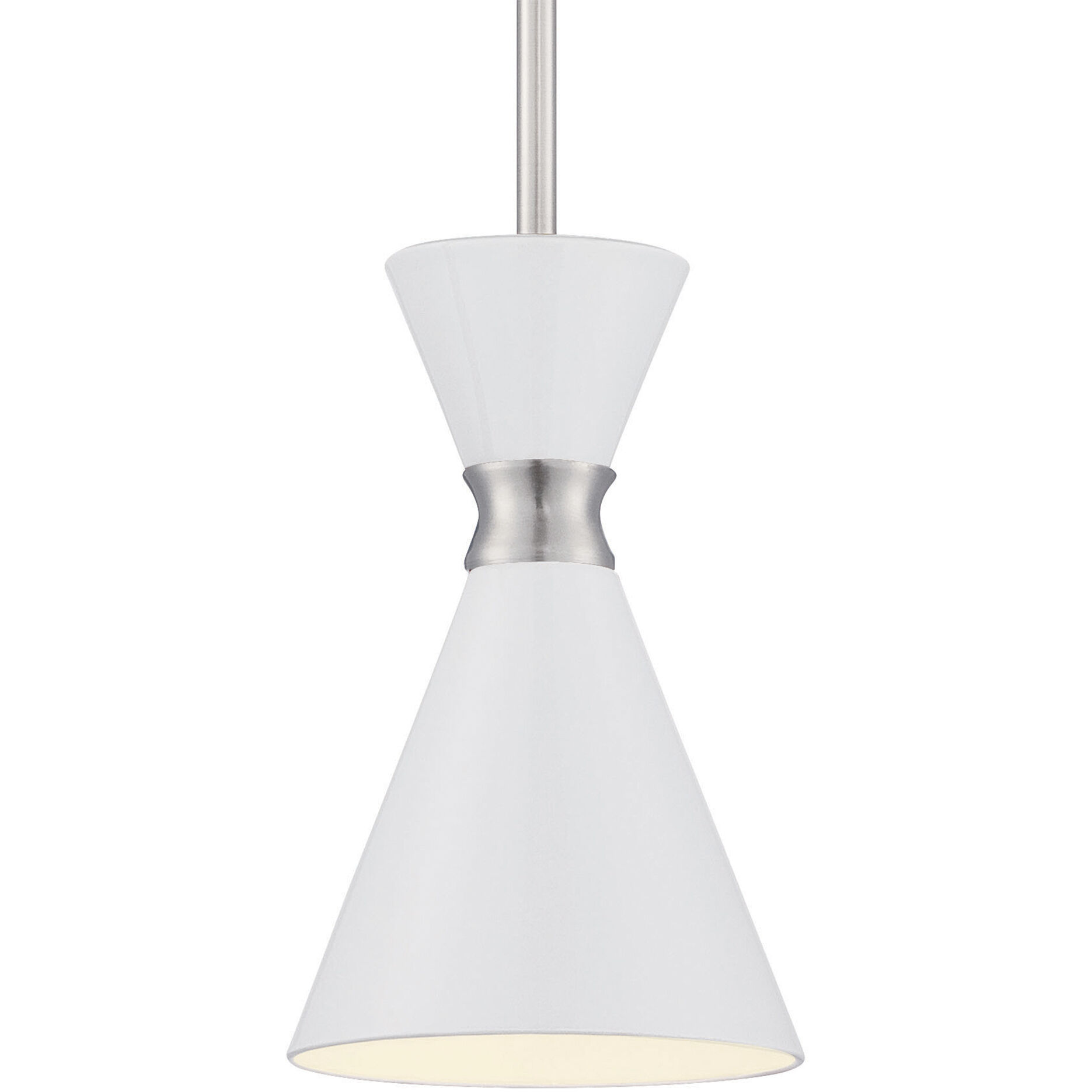 Conic 1 Light 5.5 inch Glitter Gloss White Mini Pendant Ceiling Light